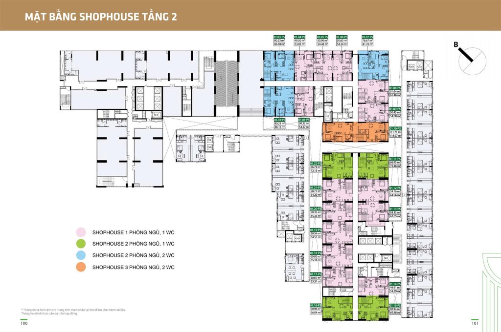 MẶT BẰNG SHOPHOUSE PICITY SKY PARK TẦNG 2