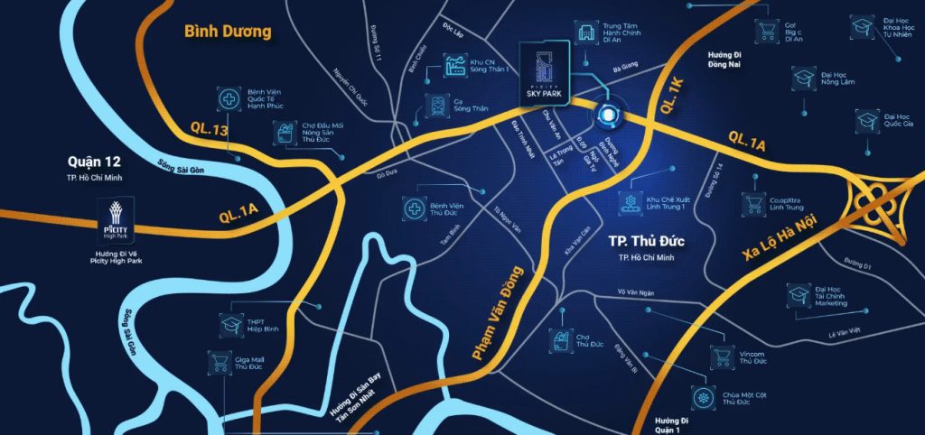 Vị trí Picity Sky Park tại phường An Bình, TP. Dĩ An, tỉnh Bình Dương