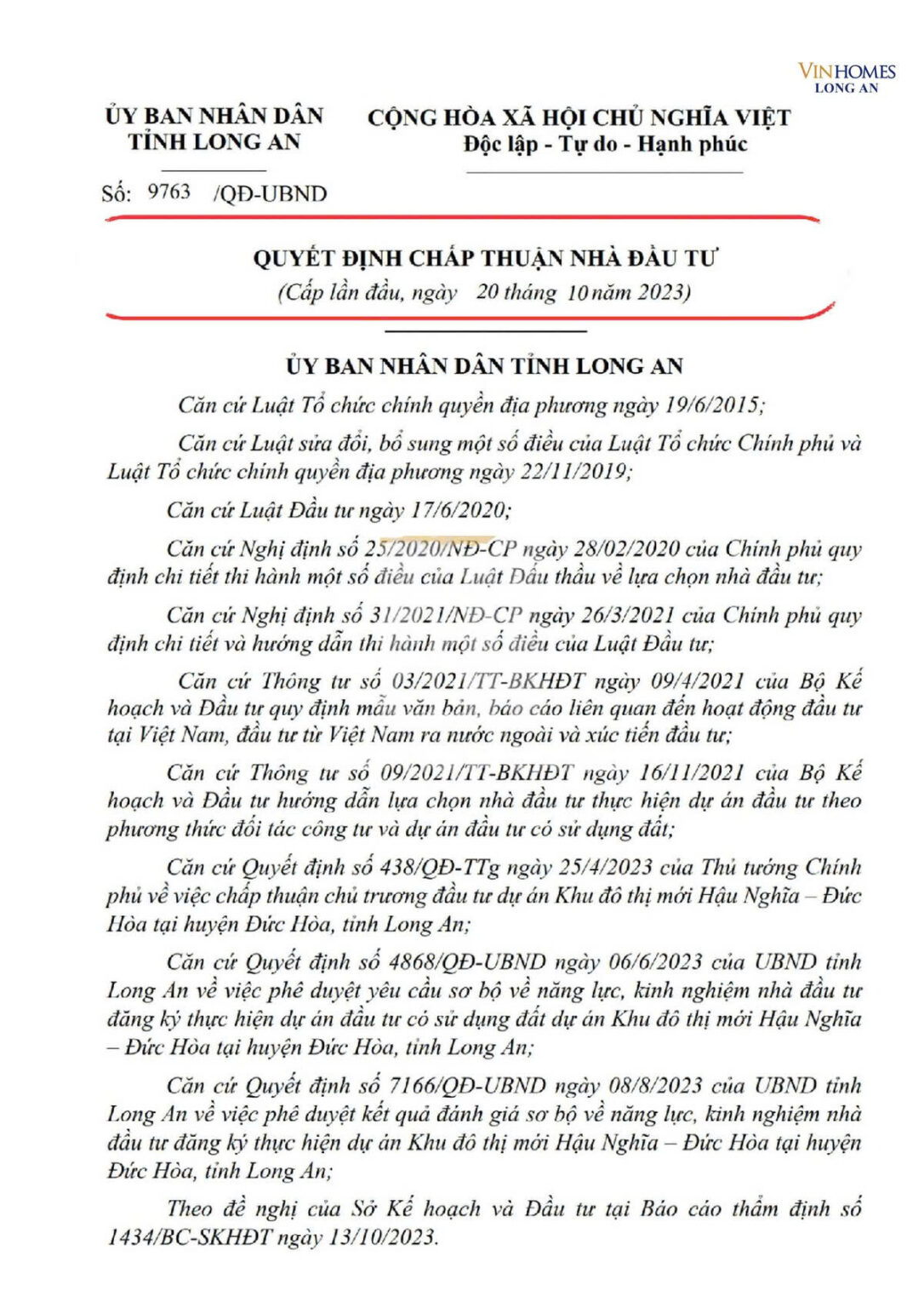 Quyết Định Chấp Thuận Nhà Đầu Tư